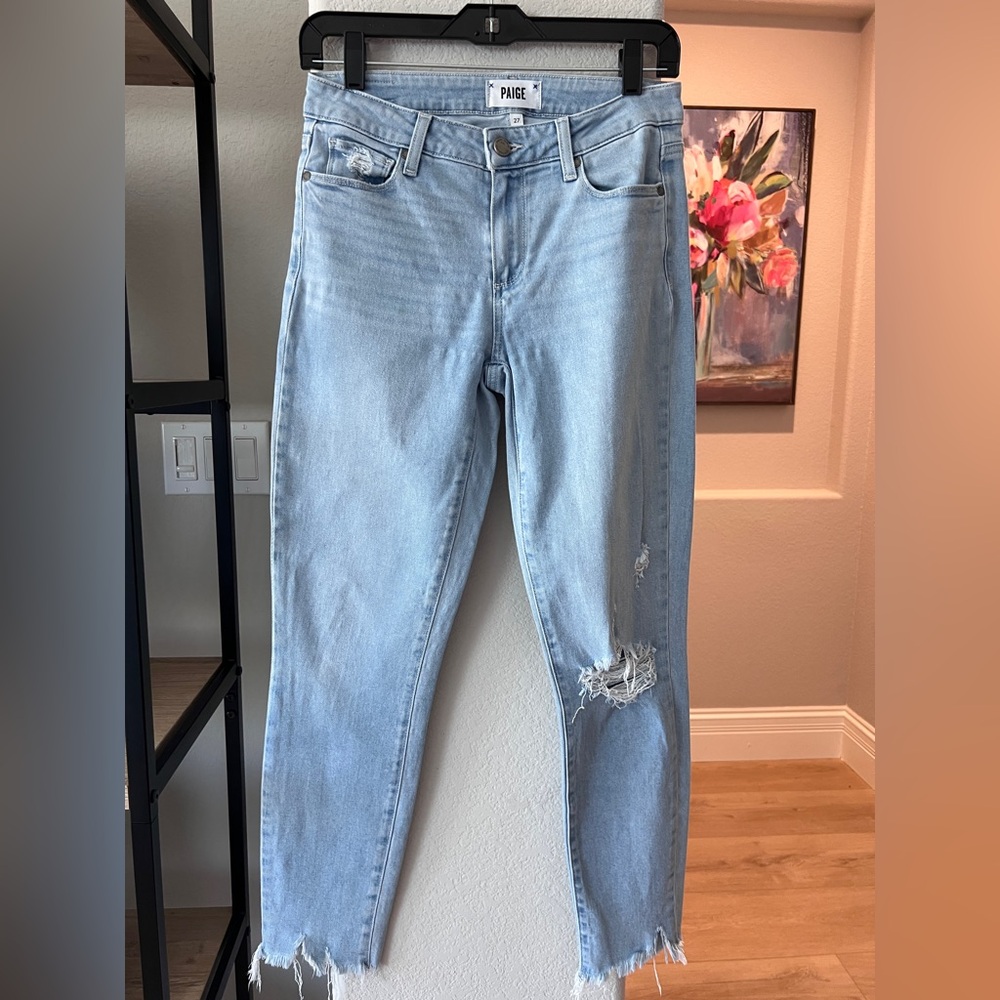 PAIGE Light Blue Straight Leg Jeans